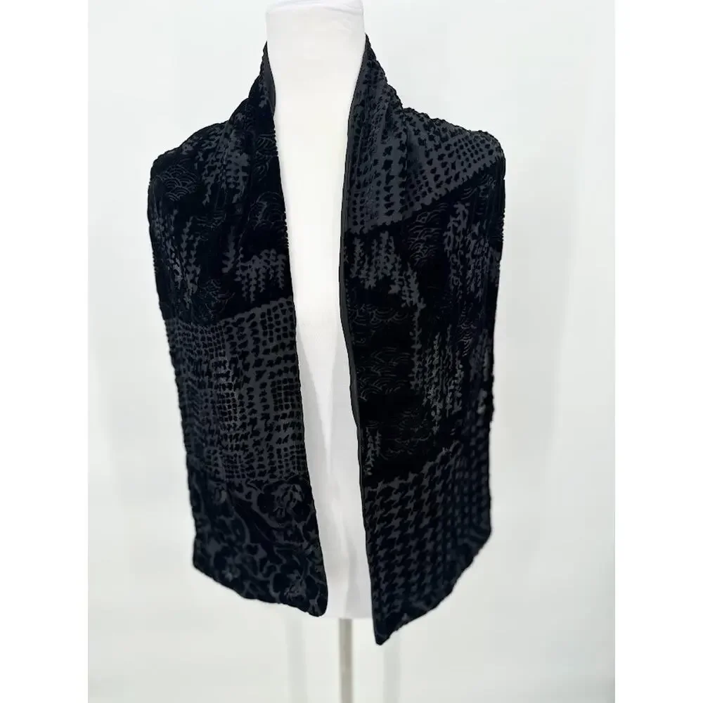 Ac Cents Black Velvet Burnout Scarf Wrap Silk Blend Whimsigoth Boho 9